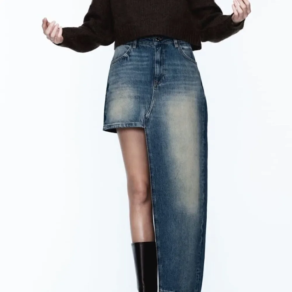 ZARA Z1975 ASYMMETRIC DENIM SKIRT